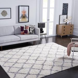 Ковер SAFAVIEH, 275 x 366 см, Berber Shag Collection, Ivory & Grey, марокканский дизайн, не линяет и прост в уходе, идеален для помещений с высокой проходимостью в гостиной, спальне (BER215B)