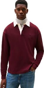 Мужской регбийный свитер Tommy Hilfiger средней плотности с вышитым логотипом, Deep Burgundy