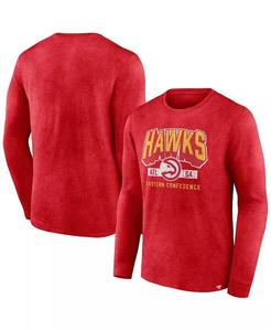 Футболка мужская Heather Red Distressed Atlanta Hawks Front Court Press Snow Wash с длинным рукавом Fanatics
