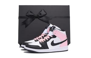 Jordan Женские баскетбольные кроссовки Air 1 с антискользящим износостойким низким верхом в винтажном стиле, черно-розовые