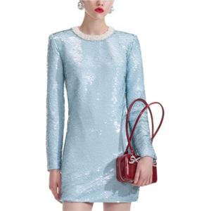 Мини-платье с пайетками Self-portrait, синий