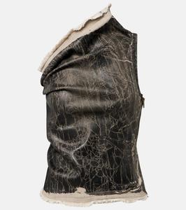 Джинсовая блузка Athena с принтом и одним плечом Rick Owens, Black Washed Foil
