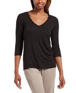 Женская однотонная футболка с v-образным вырезом 3/4 и технологией регулирования температуры Sleepwell Hue, черный