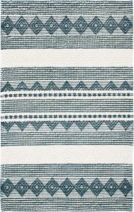 Ковер SAFAVIEH, 69 x 122 см, Natura Collection, темно-зеленый и ivory, ручной работы марокканский богемный племенной стиль из шерсти и хлопка, идеально для помещений с высокой проходимостью: прихожая, гостиная, спальня (NAT102Y)