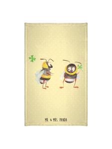 Mr. & Mrs. Panda Хлопковое полотенце с рисунком шмеля и клевера, без надписи, пастельно-желтого цвета