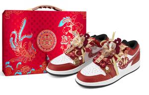 Air 1 легкие увеличивающие рост низкие винтажные баскетбольные кроссовки Women's Wedding Red Jordan, Wedding красный