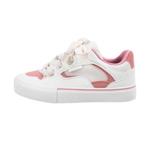 MINGKUANG Износостойкие, легкие и дышащие низкие кроссовки для скейтбординга для женщин, цвет белый, розовый