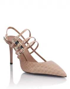 Туфли на высоком каблуке с принтом кокко, слингбэки, ремни с черепами 9 Philipp Plein