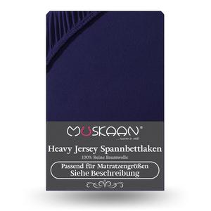 Простыня из плотного трикотажа 120х200 см - 130х200 см 100% хлопок 160 г/м² темно-синий Müskaan