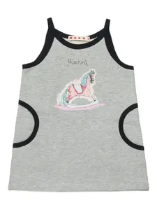 Платье с графичным принтом Marni Kids, серый