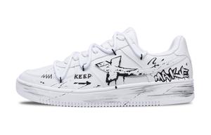 XTEP Кроссовки Air Force One Coverage с низким верхом, нескользящие, водонепроницаемые, унисекс, черно-белые