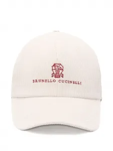 Вельветовая бейсболка с вышитым логотипом Brunello Cucinelli, нейтральный