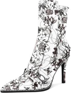 Женские ботильоны AUMOTED с острым носком, боковой молнией, шпилькой и пряжкой на щиколотке, сексуальные полусапожки средней высоты с каблуком 3,7 дюйма и декоративными бусинами