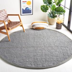 Ковер SAFAVIEH, 275 x 275 см, круглый - коллекция Natural Fiber - Light Grey, ручной работы из джута, в стиле фермерского дома, с фактурным толстым ворсом (NF747F)