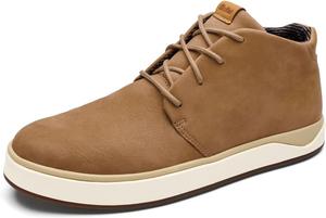 Мужские ботинки OLUKAI Papaku 'Ili, прочная водонепроницаемая кожа, уютная стеганая подкладка, амортизация на весь день, комфортные резиновые подошвы с хорошим сцеплением на мокрой поверхности, Tan/Tan