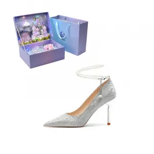 ROBINHOOD Серебряные элегантные лодочки на шпильке с заострённым носком Refined Purple Moon Galaxy Box, цвет Silver[Dream Castle Exclusive 3D Gift Box]