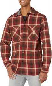 Carhartt мужская рубашка с длинным рукавом в клетку, модель Rugged Flex, свободный крой, облегченная, Oxblood