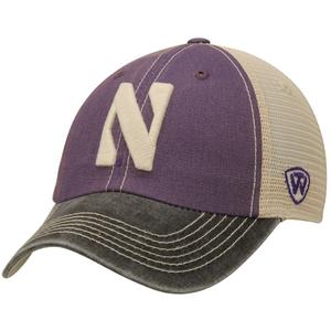 Мужская кепка Top of the World фиолетового/коричнево-коричневого цвета Northwestern Wildcats Offroad Trucker Hat