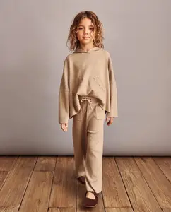 Худи из трикотажа спортивный костюм для девочки с вышивкой Coconut El Corte Inglés, песочный