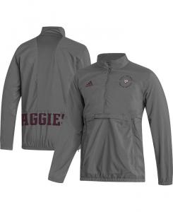 Мужская серая куртка Texas A&M Aggies AEROREADY на молнии до половины adidas, серый