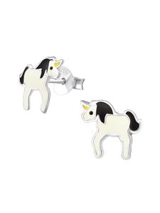 Schmuck23 Серьги с единорогом, черные, серебро 925 пробы