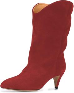 Женские ботильоны FOWT с мягким голенищем, зауженным закрытым носком, эластичные, с низким каблуком-киссетом, короткие ботиночки из искусственной замши, для осени и зимы, удобная обувь для женщин и девушек, полный размер 4-15 US, Red