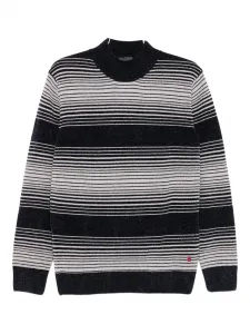 Полосатый свитер с воротником-стойкой Liu Jo, черный