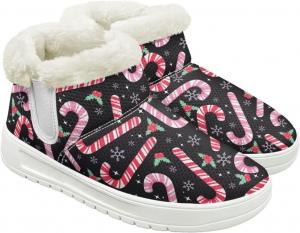 Женские зимние ботинки для снега с теплой изоляцией, для холодной погоды на улице, легкие, с флисовой подкладкой Hechitok, Christmas Stick