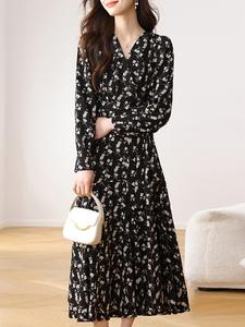 Длинное платье с цветочным принтом для женщин Doux Belle, цвет Black