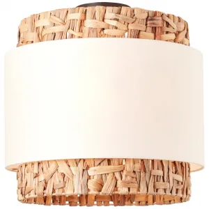 Блестящая потолочная люстра Waterlilly E27 Ø 35 см, E27, текстиль/водяная гиацинт/металл Brilliant, натуральный/белый