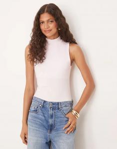 Боди ASOS DESIGN с высоким воротом розового цвета