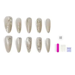 Позолоченный цветочный новый китайский стиль традиционный китайский стиль доспехи средней длины заостренные 24мм ORANOT, Long Ladder M, Suitable For Chubby Hand 16-12-13-12-9