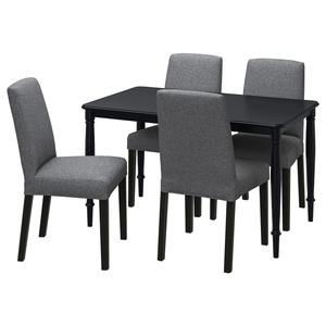 Стол и 4 стула DANDERYD/BERGMUND IKEA, 130 см, цвет black/gunnared medium grey