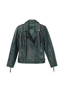 Байкерская куртка из ягненка наппа, байкерский стиль Sheego, темно-зеленый