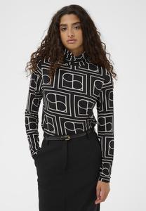 Топ Soaked in Luxury SLHANADI PRINTED ROLLNECK , Black W White Monogram/Black
