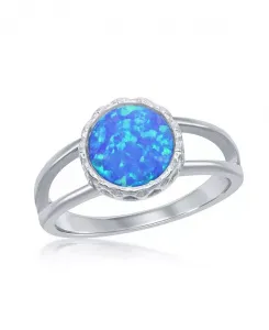 Кольцо из стерлингового серебра с круглой синей инкрустацией и синтетическим опалом Caribbean Treasures, blue