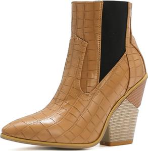 Женская мода: ботильоны с массивным клиновидным каблуком, на резинке, удобные, лаконичные, эластичные, разных цветов, с заостренным носком и высоким каблуком LYYSKY, Brown