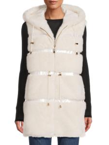 Жилет с капюшоном из искусственного меха BELLE FARE, цвет Pearl White
