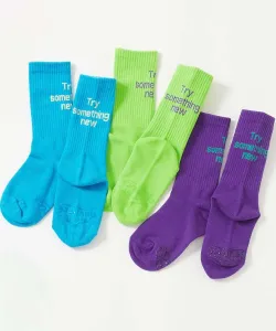 Набор из 3 пар неоновых носков с логотипом для мальчиков, весна/лето 2026 Devirock, цвет 002-Multi 2