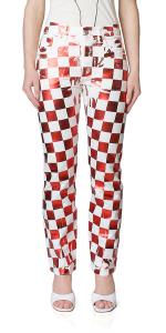 Брюки с принтом в клетку и пятью карманами красного цвета Maison Margiela