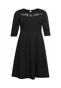 Коктейльное платье с вырезом лодочкой и кружевной вставкой sheego, черный