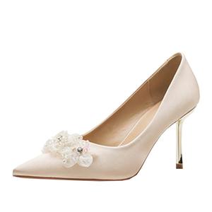 Женские туфли на тонком каблуке с высоким каблуком в коробке CAOT, Champagne 8Cm