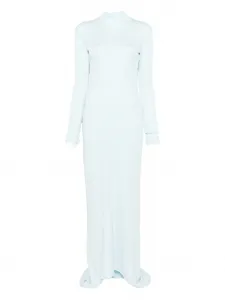 Платье со шлейфом и открытой спиной Tom Ford, синий