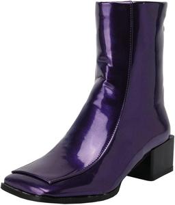 Женские ботинки Meefit с низким каблуком из лакированной кожи, с квадратным носком и массивным каблуком, ботильоны, Purple