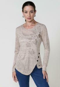 Топ Koroshi MANGA LARGA CUELLO REDONDO, Beige