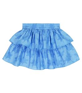 Юбка из хлопкового жаккарда с цветочным принтом Brunello Cucinelli, синий