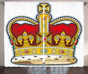 Штора ABAKUHAUS Heraldry Rustic с узорами под средневековый камень, универсальная ленточная штора для гостиной с петлями и крючками, 280 x 175 см, цвет Ruby Earth Yellow Abakuhaus