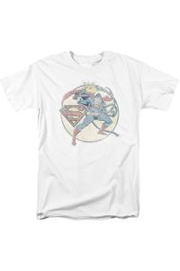 Футболка с коротким рукавом для взрослых DC Comics Retro Superman Iron On Gildan, белый