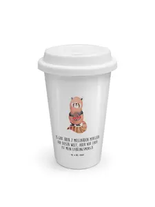 Mr. & Mrs. Panda Керамическая кофейная кружка с изображением красной панды и надписью белым цветом