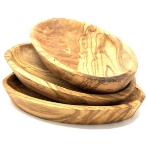 Чаша для соусов из оливкового дерева овалная, из благородного природного оливкового дерева 3 шт., массив дерева. Уникальный рисунок древесины, каждая чаша - уникальна, легкая очистка Olivenholz-Erleben, коричневый